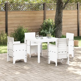 vidaXL Σετ Εξωτερικής Τραπεζαρίας Λευκό 5 pcs Λευκό Ράφτη από ρητίνη.