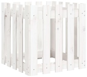 vidaXL Ζαρντινιέρα με Σχέδιο Φράχτη Λευκή 50 x 50 x 50 εκ. Μασίφ Πεύκο