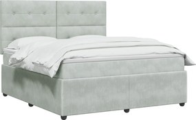 vidaXL Κρεβάτι box spring με στρώμα Ανοιχτό γκρι 140 x 200 cm Βελούδο