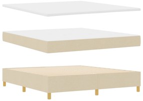 vidaXL Κρεβάτι με Στρώμα & Πάγκο Κρεμ 180x200 εκ Ύφασμα