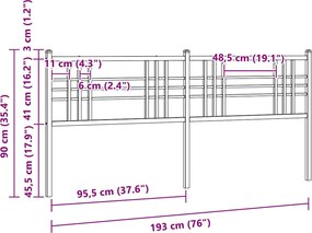 vidaXL Ανταλλακτικό κεφαλάρι Μαύρο 193 εκ. Μεταλλικό