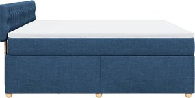 vidaXL Κρεβάτι Boxspring με Στρώμα Μπλε 180x200 εκ. Υφασμάτινο