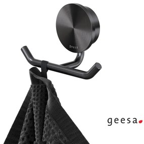 GEESA Opal Άγκιστρο Μπάνιου Διπλό με Βίδες 4.6x4.6cm Black Brushed Pvd