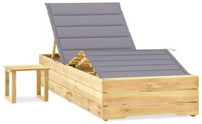 Ξαπλώστρα Κήπου από Εμποτ. Ξύλο Πεύκου με Τραπεζάκι & Μαξιλάρι