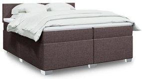 vidaXL Κρεβάτι Boxspring με Στρώμα Σκούρο Καφέ 200x200 εκ. Υφασμάτινο