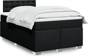 vidaXL Κρεβάτι Boxspring με Στρώμα Μαύρο 120x200 εκ. Υφασμάτινο