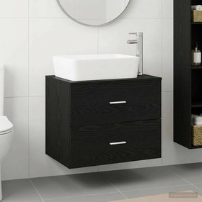 vidaXL Σετ Επίπλων Μπάνιου Μαύρη Δρυς Επεξεργασμένο Ξύλο