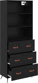 vidaXL Highboard Μαύρη δρυς 69,5 x 34 x 180 εκ. Επεξεργασμένο ξύλο