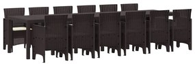 vidaXL Σέτ φαγητού για κήπο 13 pcs Καφέ Rattan Polt