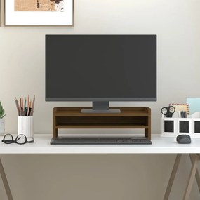 vidaXL Βάση Οθόνης Καφέ Μελί 50x24x16 εκ. από Μασίφ Ξύλο Πεύκου