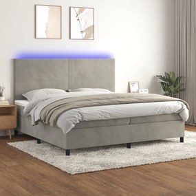 ΚΡΕΒΑΤΙ BOXSPRING ΜΕ ΣΤΡΩΜΑ &amp; LED ΑΝ.ΓΚΡΙ 200X200 ΕΚ. ΒΕΛΟΥΔΙΝΟ 3136023