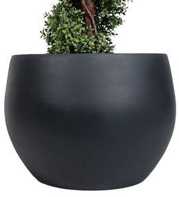 GloboStar® Artificial Garden VITORIA 20701 Διακοσμητικό Πολυεστερικό Τσιμεντένιο Κασπώ Γλάστρα - Flower Pot Μαύρο Φ55 x Υ40cm