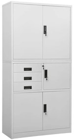 vidaXL Ντουλάπα Γραφείου Ανοιχτό Γκρι 90 x 40 x 180 εκ. Ατσάλινη