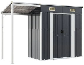 vidaXL Αποθήκη Κήπου Εκτεταμένη Οροφή Ανθρακί 277x107x181 εκ. Ατσάλι