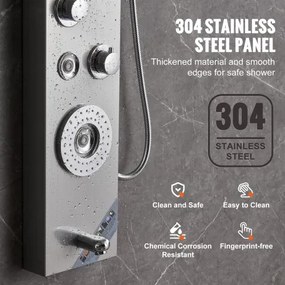 VEVOR Shower Panel Tower System 6 Modes LED &amp; Display Stainless Steel Rainfall