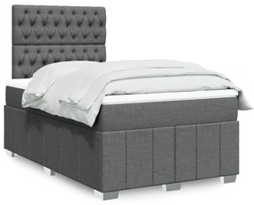 vidaXL Κρεβάτι Boxspring με Στρώμα Σκούρο Γκρι 120x200 εκ. Υφασμάτινο