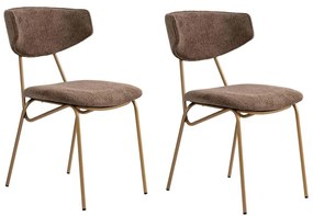 Καρέκλα Nancy (Σετ 2Τμχ) 566WYL1134 48x59x80cm Brown-Gold Μέταλλο,Ύφασμα