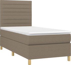 vidaXL Κρεβάτι Boxspring με Στρώμα Taupe 80x200 εκ. Υφασμάτινο