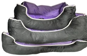 Σετ 3 Καναπέ-κρεβάτι σκύλου, μαύρο-μωβ βελούδινο 50x40x17cm  -DAH410