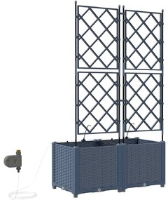 vidaXL Ζαρντινιέρες κήπου Γκρι 80 x 40 x 142 cm Ατσάλι