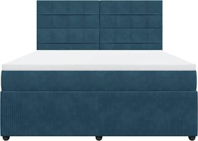 vidaXL Κρεβάτι Boxspring με Στρώμα Μπλε 180x200 εκ. Βελούδινο