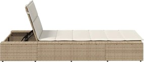 vidaXL Ξαπλώστρα με αιωρούμενο μαξιλάρι Μπεζ Poly Rattan