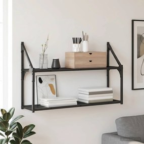 VidaXL Ράφι Τοίχου Μαύρη δρυς 80 x 21 x 51 cm μέταλλο PB