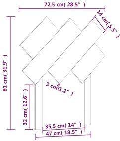 vidaXL Κεφαλάρι Κρεβατιού Μαύρο 72,5 x 3 x 81 εκ. Μασίφ Ξύλο Πεύκου