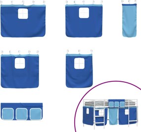 vidaXL Κρεβάτι παιδιών σε δύο επίπεδα με κουρτίνες Λευκό και Μπλε