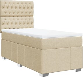 vidaXL Κρεβάτι Boxspring με Στρώμα Κρεμ 90x190 εκ.Υφασμάτινο