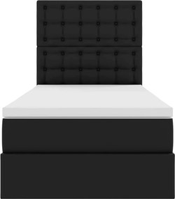 vidaXL Κρεβάτι Αποθήκης με κεφαλάρι Μαύρο 100 x 200 cm Τεχνητό Δέρμα