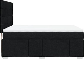 vidaXL Κρεβάτι Boxspring με Στρώμα Μαύρο 140x200 εκ. Υφασμάτινο