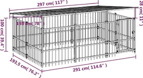 vidaXL Υπαίθριο Κλουβί Σκύλων με Οροφή από Χάλυβα 5,63 μ²
