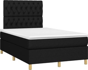 vidaXL Κρεβάτι Boxspring με Στρώμα Μαύρο 120x190 εκ. Υφασμάτινο