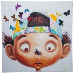 Πίνακας Αγόρι Με Πεταλούδες  100x4x100εκ - Πολύχρωμο