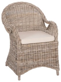 Καρέκλα - Πολυθρόνα KEYLA C9536 Καφέ Rattan με Εκρού Μαξιλάρι 63x65x87Υεκ. 63x65x87 εκ.