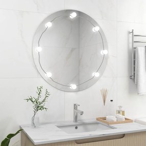 Καθρέφτης Τοίχου Στρόγγυλος με Φωτισμό LED Γυάλ. Χωρίς Πλαίσιο - Ασήμι
