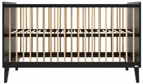 Βρεφικό Κρεβάτι Xem 70x140cm  Matt Black + Oak ToiToiKids