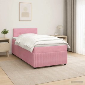 vidaXL Κρεβάτι box spring με στρώμα Ροζ 120 x 190 cm Βελούδο