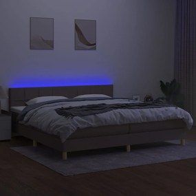 ΚΡΕΒΑΤΙ BOXSPRING ΜΕ ΣΤΡΩΜΑ &amp; LED TAUPE 200X200 ΕΚ. ΥΦΑΣΜΑΤΙΝΟ 3133745