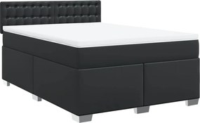 vidaXL Κρεβάτι Boxspring με Στρώμα Μαύρο 140x200εκ.από Συνθετικό Δέρμα