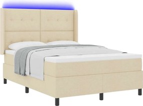 vidaXL LED Κρεβάτι με βάθρο με στρώμα Κρεμ 160 x 200 cm ύφασμα