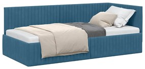 vidaXL Κρεβάτι Γωνίας με κεφαλάρι Μπλε 90 x 190 cm Βελούδο