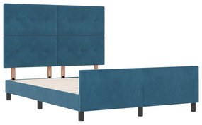 vidaXL Κρεβάτι Σκελετός Σκούρο Μπλε 160x200 εκ Βελούδο