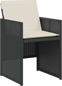 vidaXL Σετ Επίπλων Bistro 3 τεμ. Μαύρο Συνθετ. Ρατάν με Μαξιλάρια