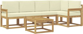 vidaXL Σειρά Καναπέ Εξωτερικού με μαξιλάρι 6 pcs Λευκό και Κρεμ