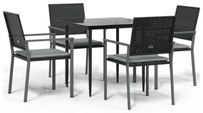 vidaXL Σετ Τραπεζαρίας Κήπου 5 τεμ. Συνθ. Ρατάν / Ατσάλι με Μαξιλάρια