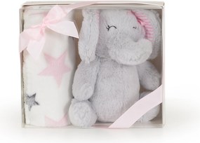 Baby blanket 90/75 cm with toy Elephant pink