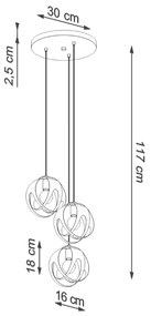Κρεμαστό φωτιστικό Tulos 3,ατσάλι,3xE27/60w
