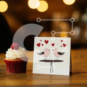 Intra Συλλεκτικό Ξύλινο Παζλ Plywood  4mm - Κάρτα Cupcake και Love Birds Σε Ξύλινο Κουτί - Διαστάσεις: 10x10 cm – 25 κομμάτια